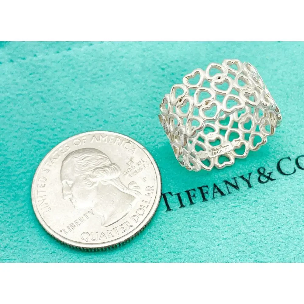 Tiffany & Co. Paloma Picasso Crown of Hearts Wide Ring Sterling Silver Size 7
